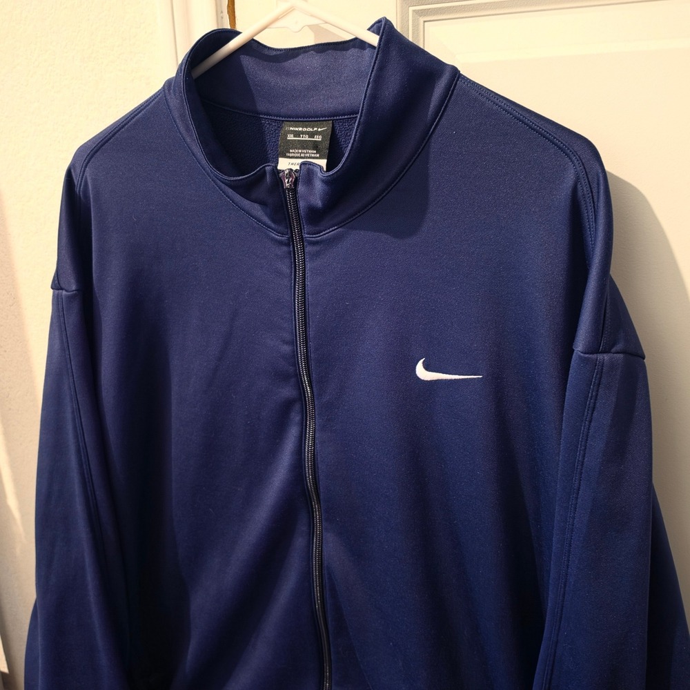 Nike Golf Therma-FIT Full Zip Jacket Mens XXL Navy Blue Fleece Lined Mock Neck